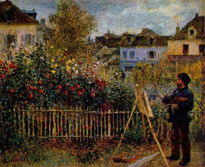 Pierre-Auguste Renoir Claude Monet Painting in His Garden at Argenteuil, oil painting image